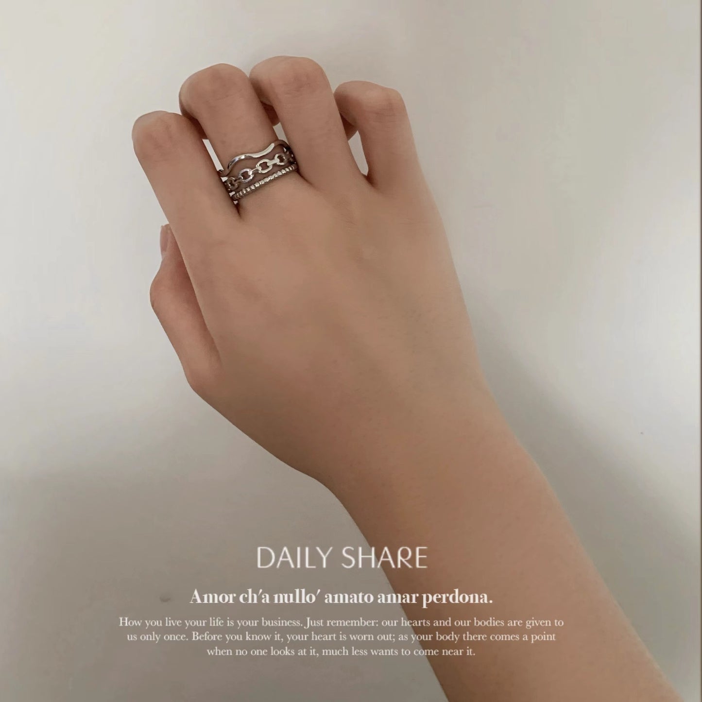 Three Layer Wave Ring With Hollow Beads Titanium Steel 18K Gold Plating Unisex Adjustable Geometric Lace Style