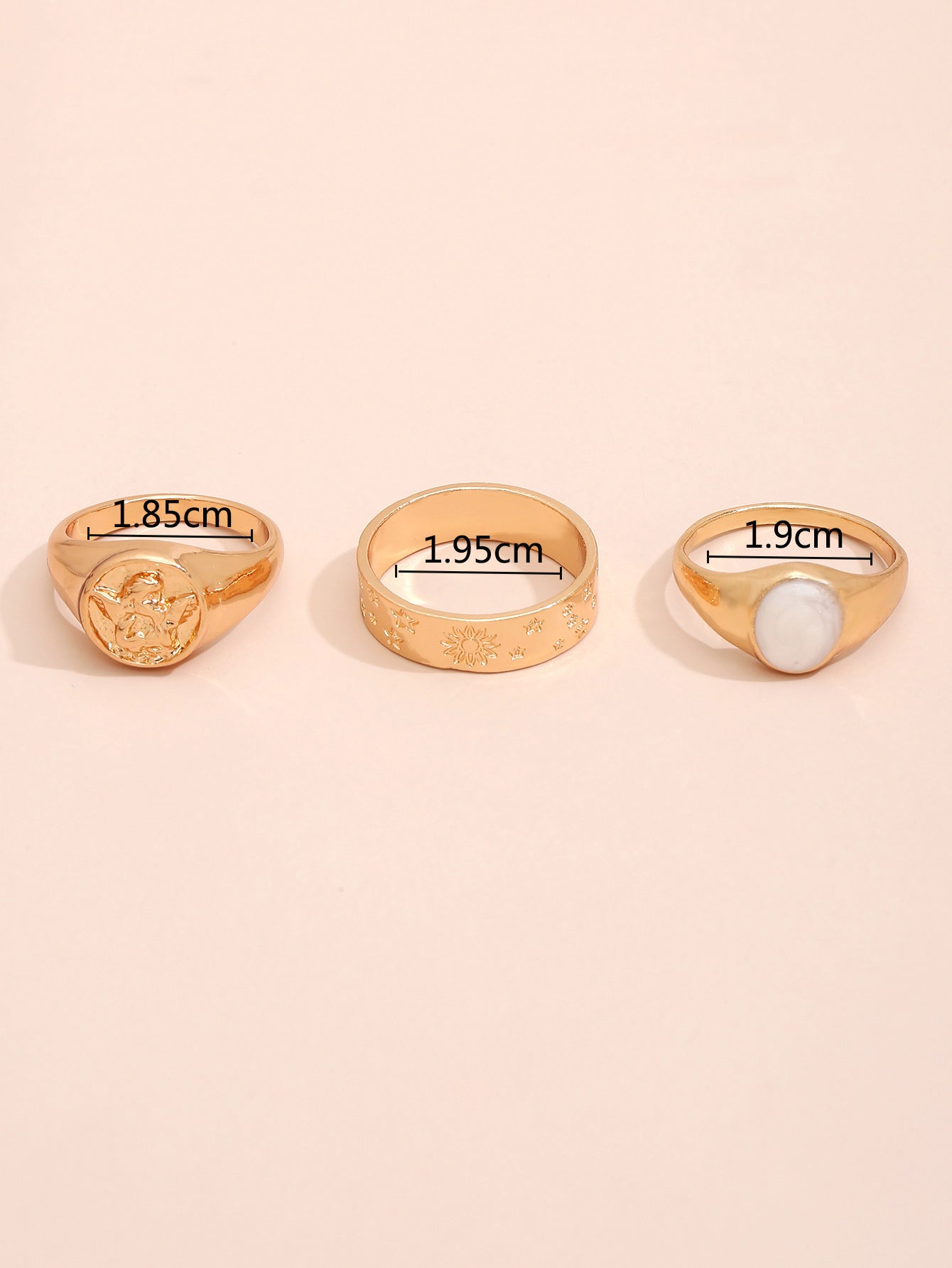 Womens Fashion Ring Set Electroplated Stackable Rings Zinc Alloy Irregular Design Gift Set Of Three Pieces Set