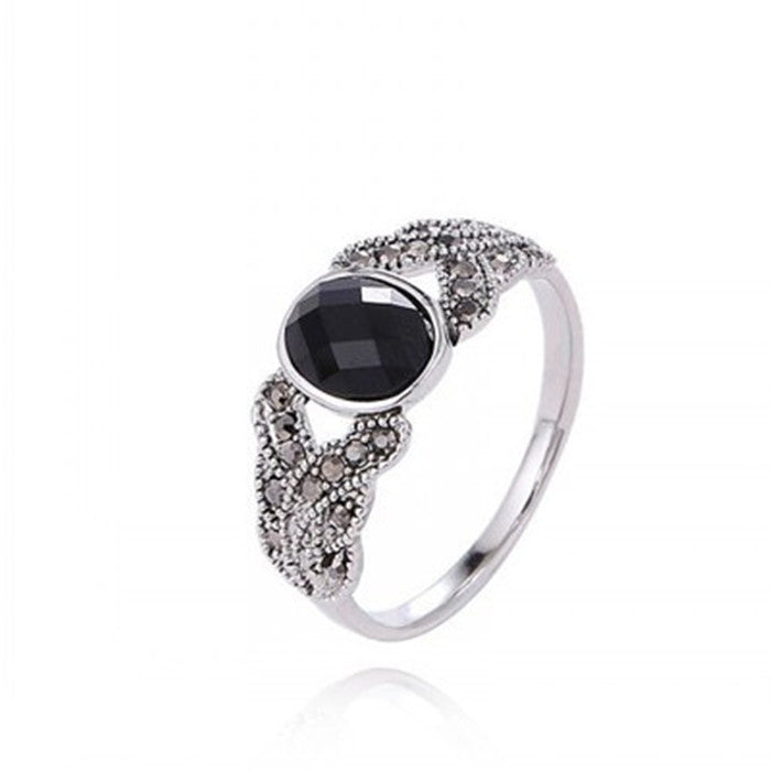Womens Vintage Flower Ring Hollow Design Rhinestone Inlaid Zinc Alloy Elegant Jewelry Gift Party Jewelry Gifts