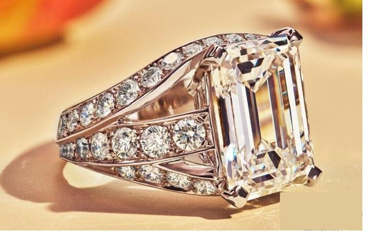 Geometric Alloy Ring With Square Diamond Gemstone Statement