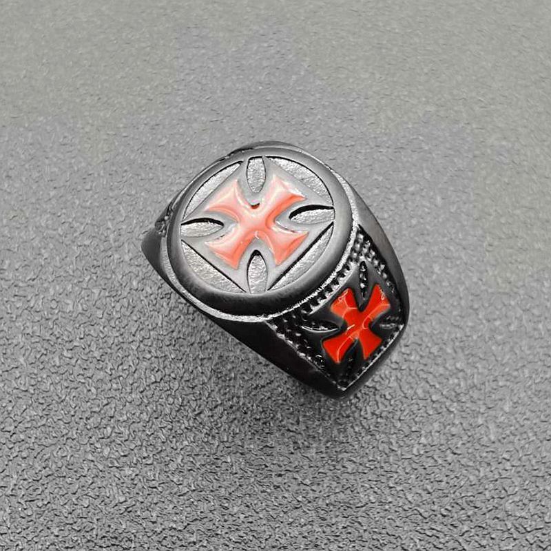 New Cross Men's Black Titanium Steel Ring