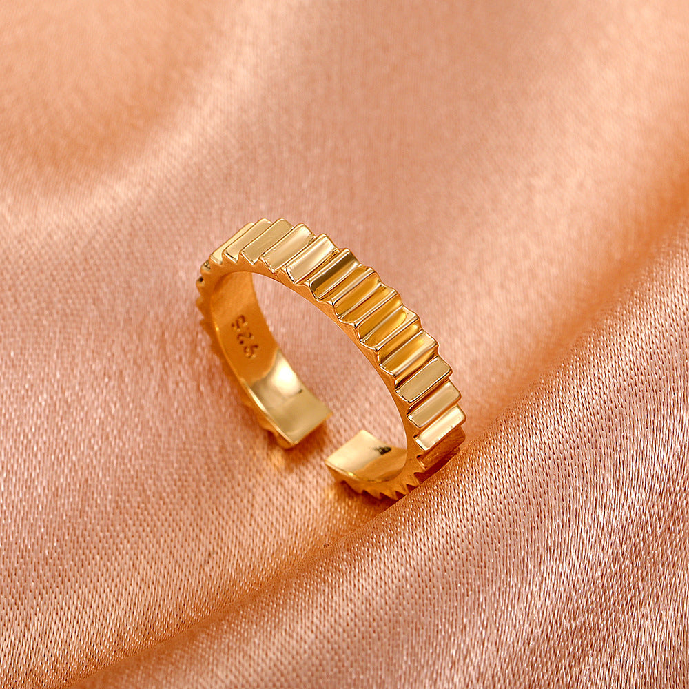 Geometric Copper Ring Sets For Couples Electroplated Niche Design Fashion Jewelry High Quality Hand Polish Glow