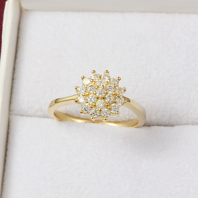 Gold Plated Brass Geometric Ring For Women Elegant Durable Modern Fashion Jewelry Amphibole Stone Everyday Wear