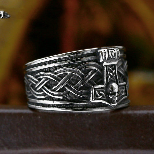 Mens Retro Viking Pirate Ship Anchor Ring Durable Titanium Steel Polished High Quality Unique Fashion Accessory