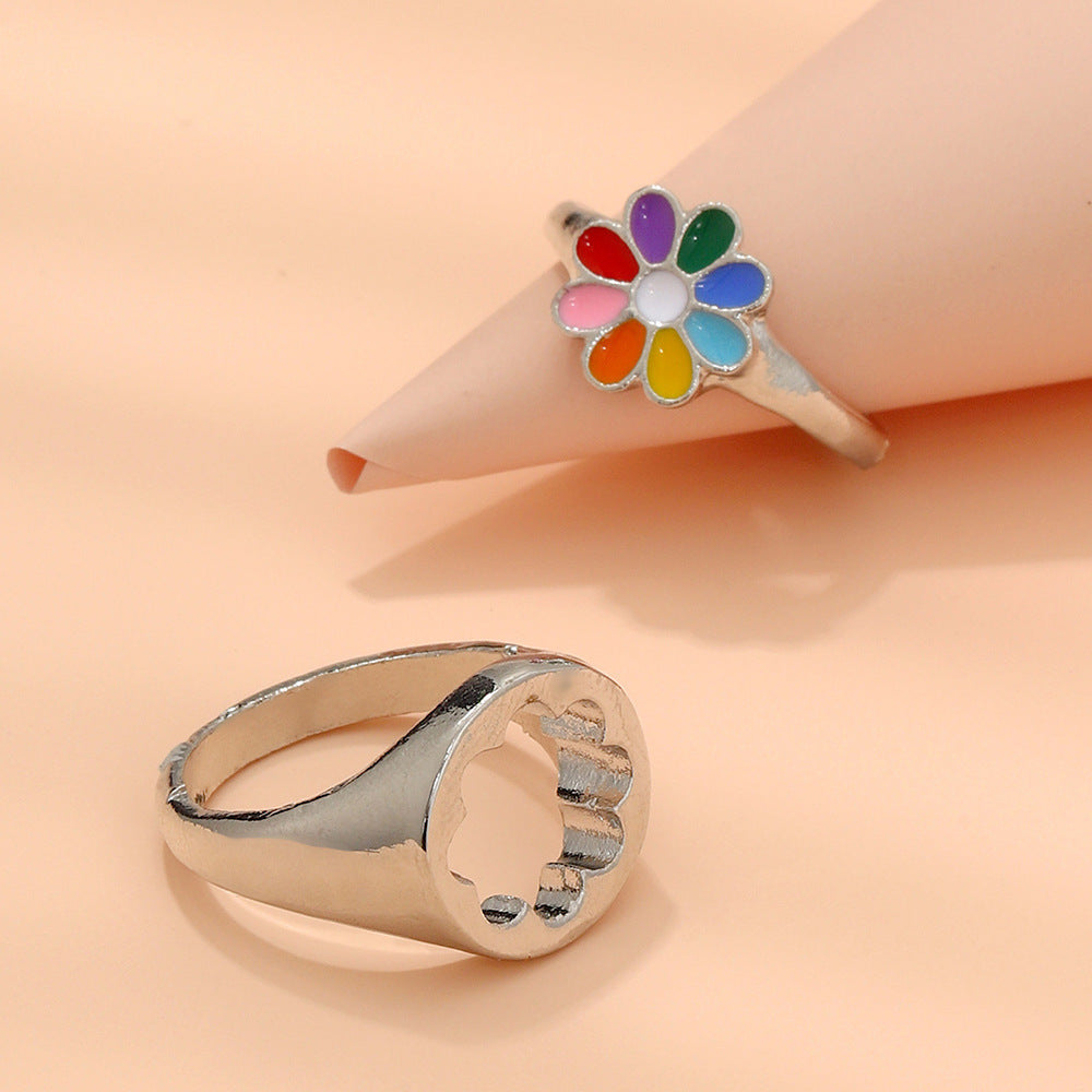 Geometric Alloy Couple Rings for Women Gold and Silver Fashion Jewelry Engagement Anniversary Rings Elegant Gift Idea