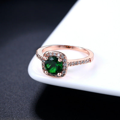 Copper Zircon Inlay Ring With White Gold Plating 10mm Face Hand Polished Finish Nine Color Variants Plus Shine
