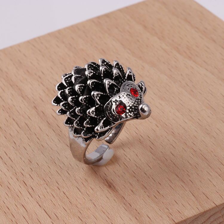 Mens Titanium Steel Ring Adjustable Open Design Retro Korean Zodiac Animal Alloy Inlaid Artificial GemstonesX