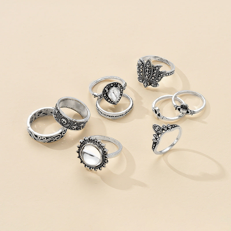 Womens Geometric Ring Set Retro Alloy Rings Punk Vintage Knuckle Ring Set Fashion Jewelry Gift Idea Styles Included