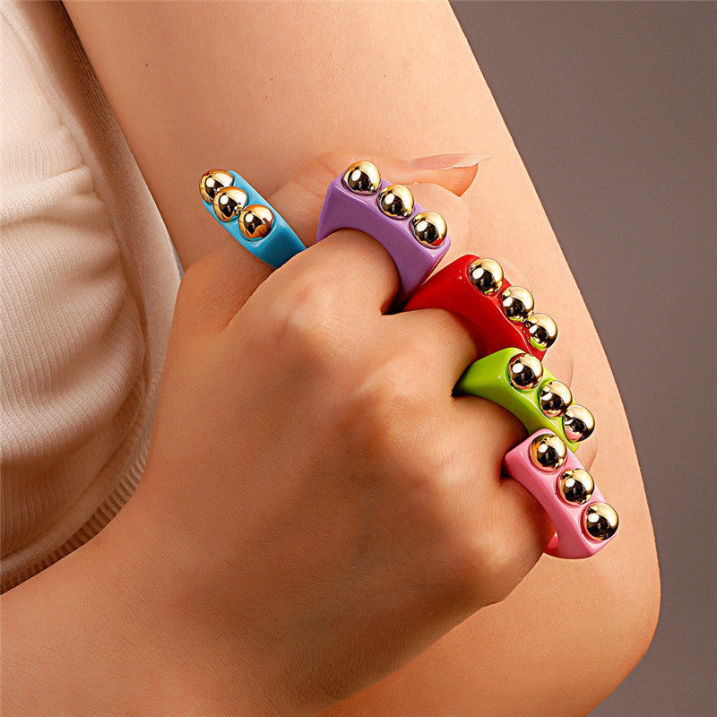 Geometric Acrylic Resin Ring For Women Candy Color Statement Jewelry Style Fashion Ring Personalizable Gift Everyday