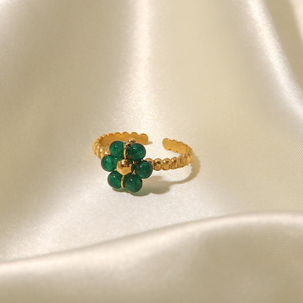 Womens Geometric Gemstone Ring Stainless Steel Gold Tone Fashion Jewelry For Daily Wear Durable And Versatile Elegant