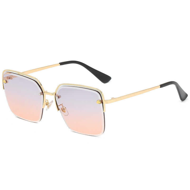 Womens Fashion Sunglasses Half Metal Frame Two Tone UV400