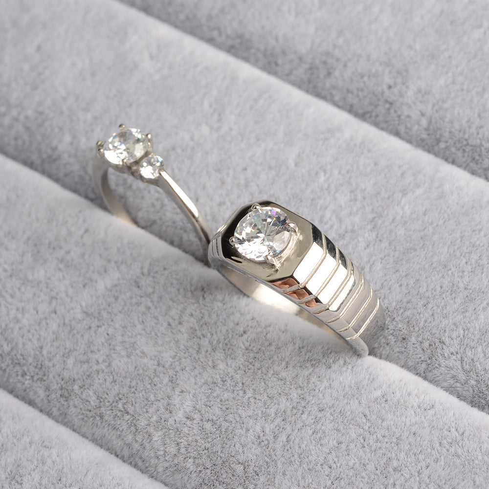 Fashion Simple Titanium Steel Women's Zircon Ring