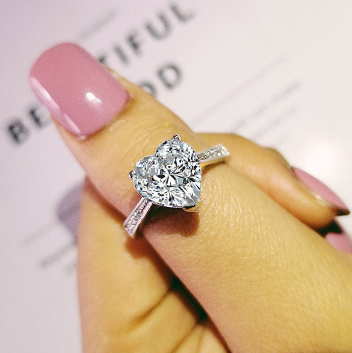 Simulated Diamond Heart Ring For Women Copper Material Lovers Fashion Jewelry Adorned With Sparkle All Day Lux