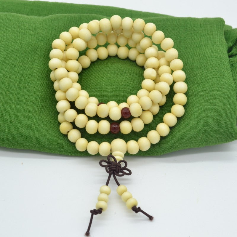 Womens Wooden Bracelet National Handmade Jewelry Red Sandalwood 8mm Beads Four Wraps Elegant Wrist Bangle Fashion