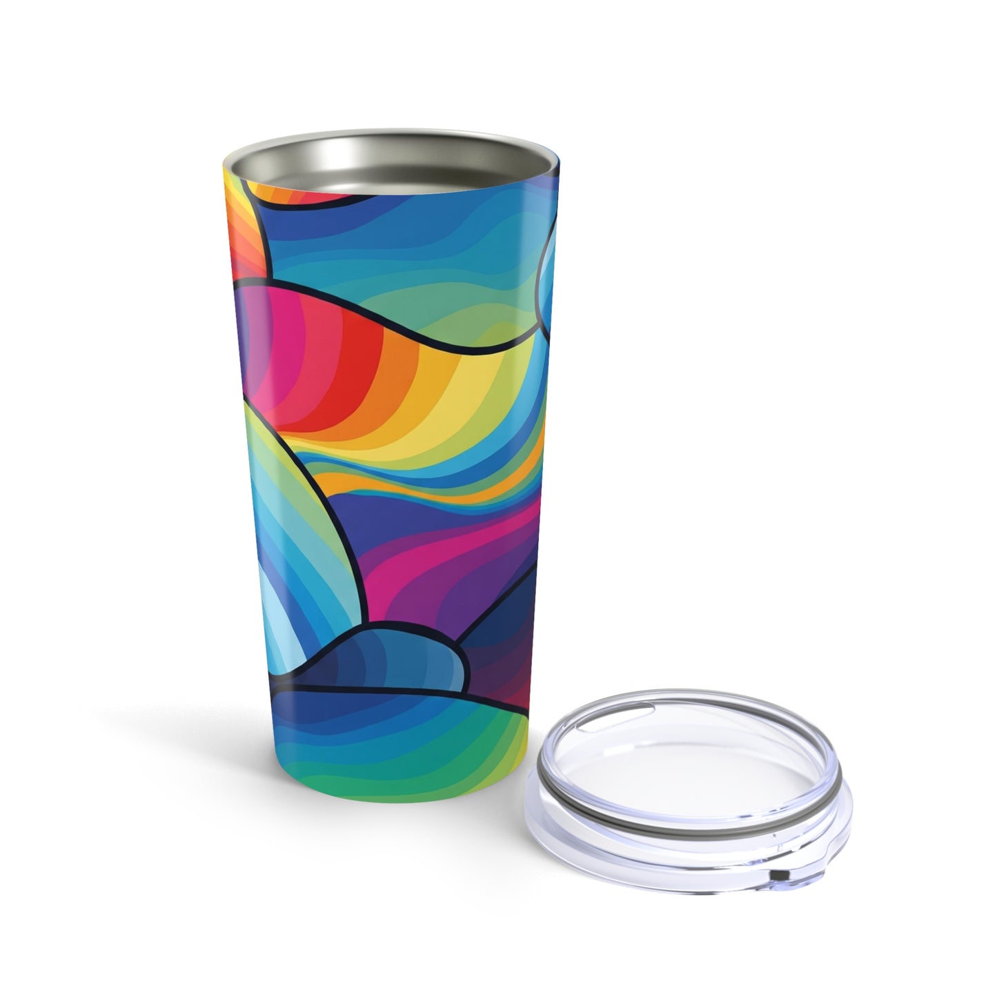 20 Oz Stainless Steel Travel Tumbler With Printed Pattern Double Wall Vacuum Insulated Leak Proof Hot Cold