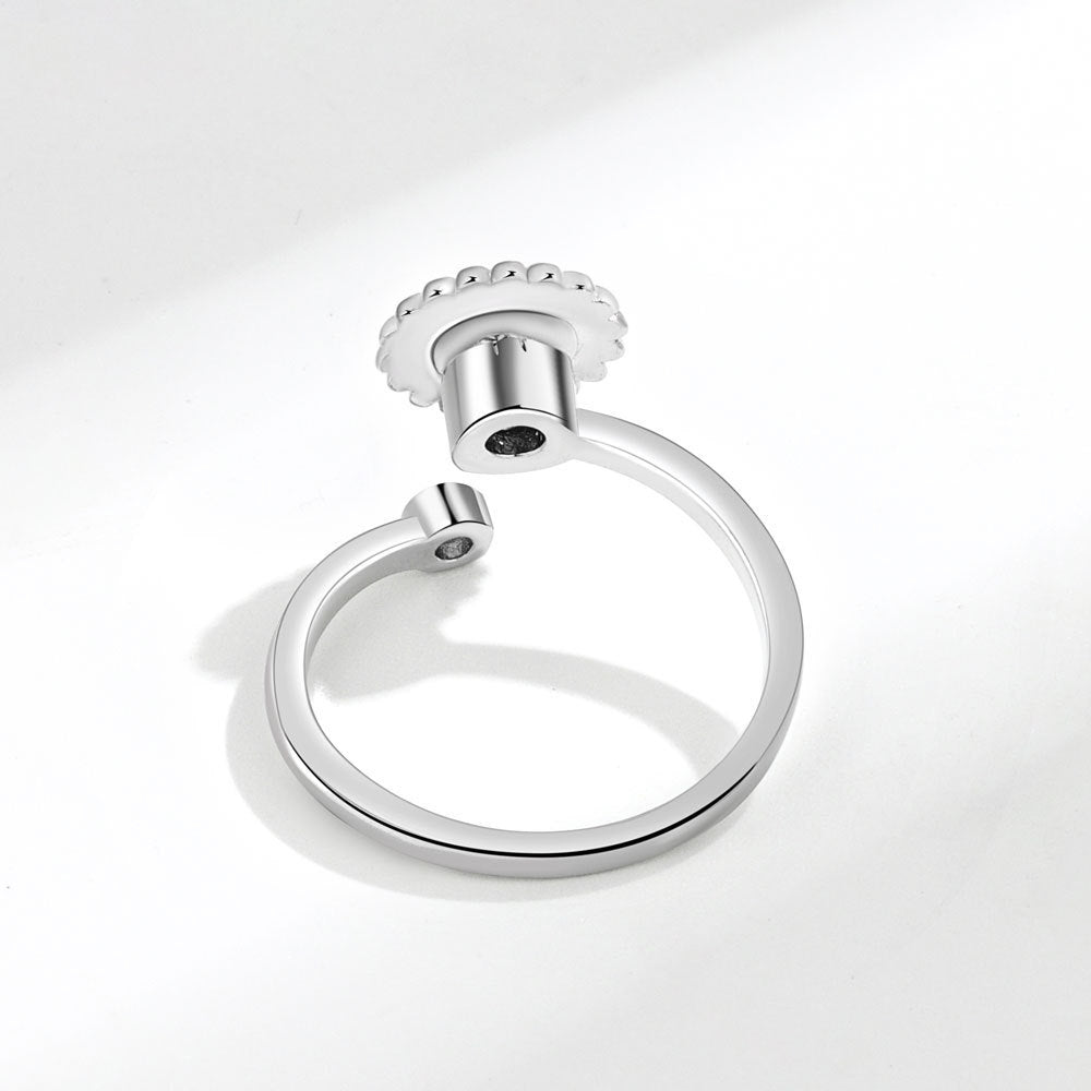Adjustable Spinning Sunflower Ring With Zircon Embedded Copper Flower Jewelry For Women Fashion Accessory Gift Idea