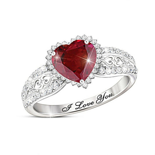 Heart Shaped Crystal Ring White Zircon Alphabet Geometric Gold Plated Alloy Jewelry Gift For Her No 6 7 8 9 10