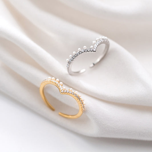 Sterling Silver V Shaped Ring with Diamond Accent for Women Elegant Simple Design 925 Jewelry Everyday Sparkle