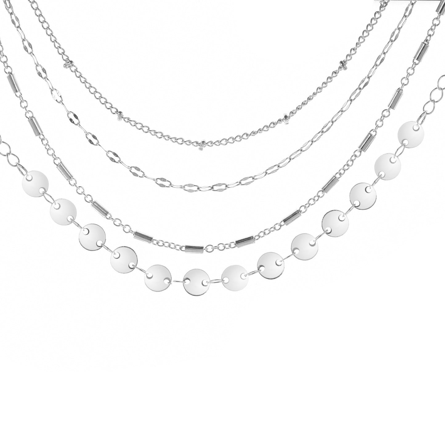 Womens Bracelets Set Of 4 Geometric Electroplated Alloy Tube Chain And Disc Design With Extender For Daily Wear