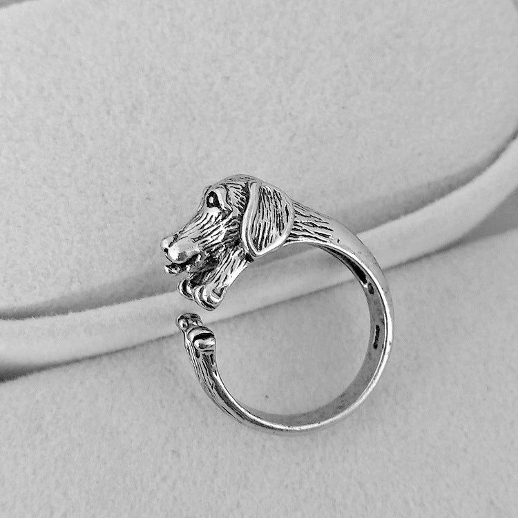 Adjustable Pug Dog Ring Retro Alloy Metal Statement Jewel Adornment Gift For Ladies Men Unisex Bold Daily Wear