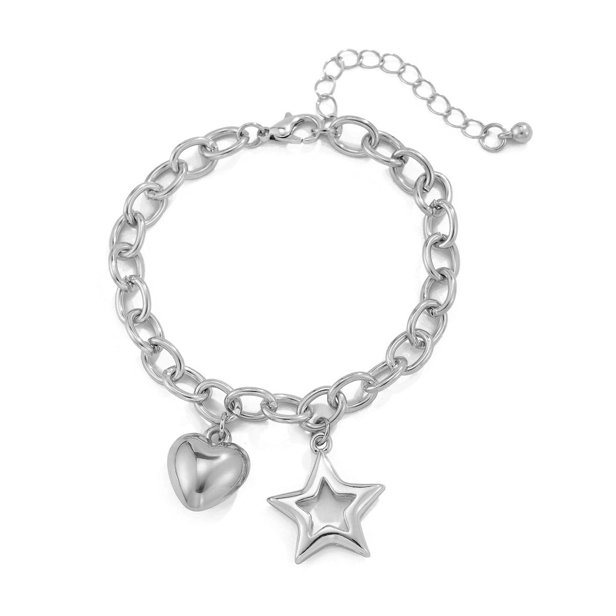 Women Heart Charm Bracelet Electroplated Alloy Peach Heart