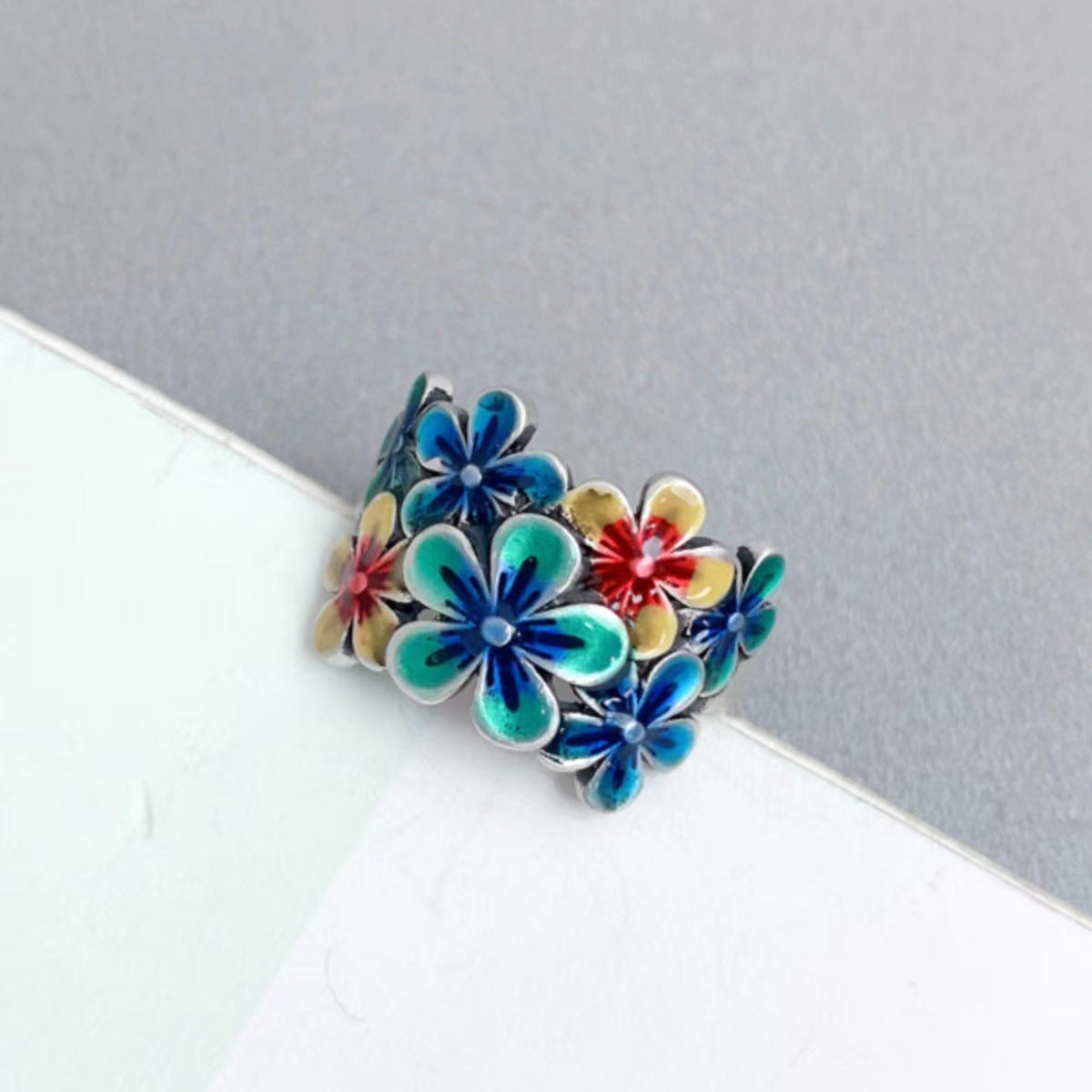 Unisex Adjustable Flower Ring Copper Jewelry Floral Band For Women And Men Trendy Accessory Modern Floral Ring