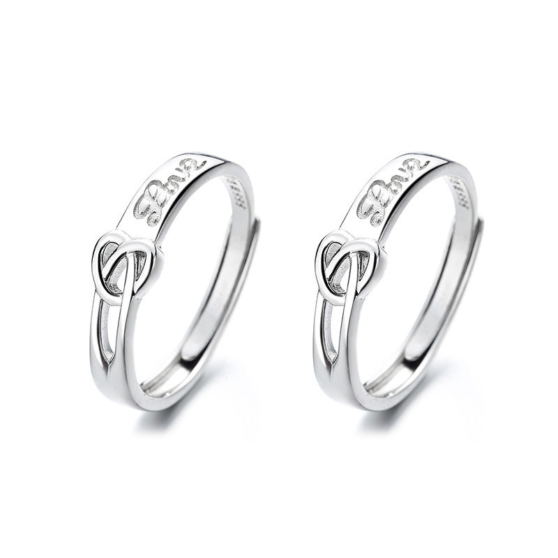 Heart Shape Couple Rings Set Silver Plated Matching Jewelry For Anniversary Gift Wedding Engagement For Lovers