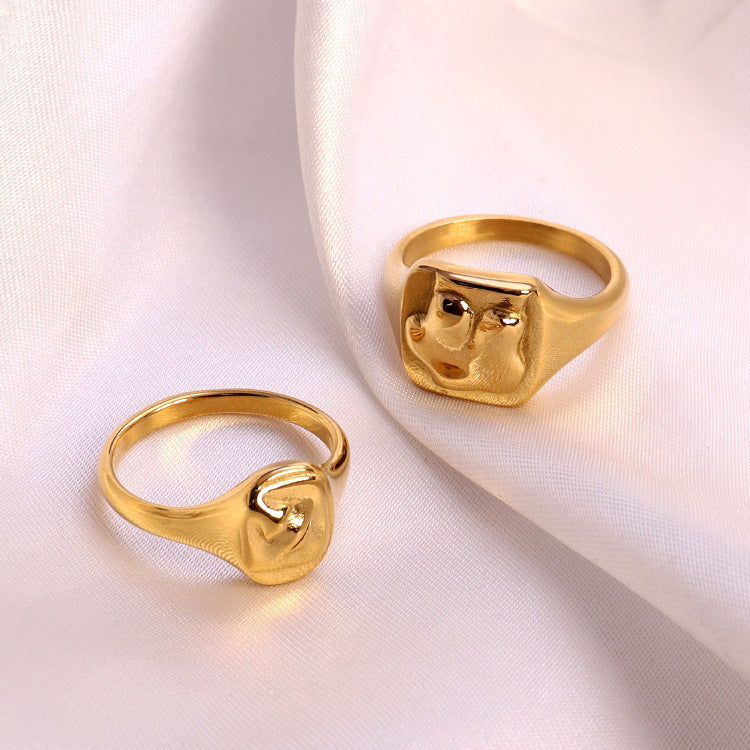 Hot Human Chest 18K Gold Plated Stainless Steel Ring