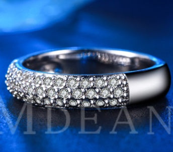 Elegant Rhodium Plated AAA Zircon Inlaid Ring White Copper Platinum Plated Korean Design Fashion Jewelry Gifts
