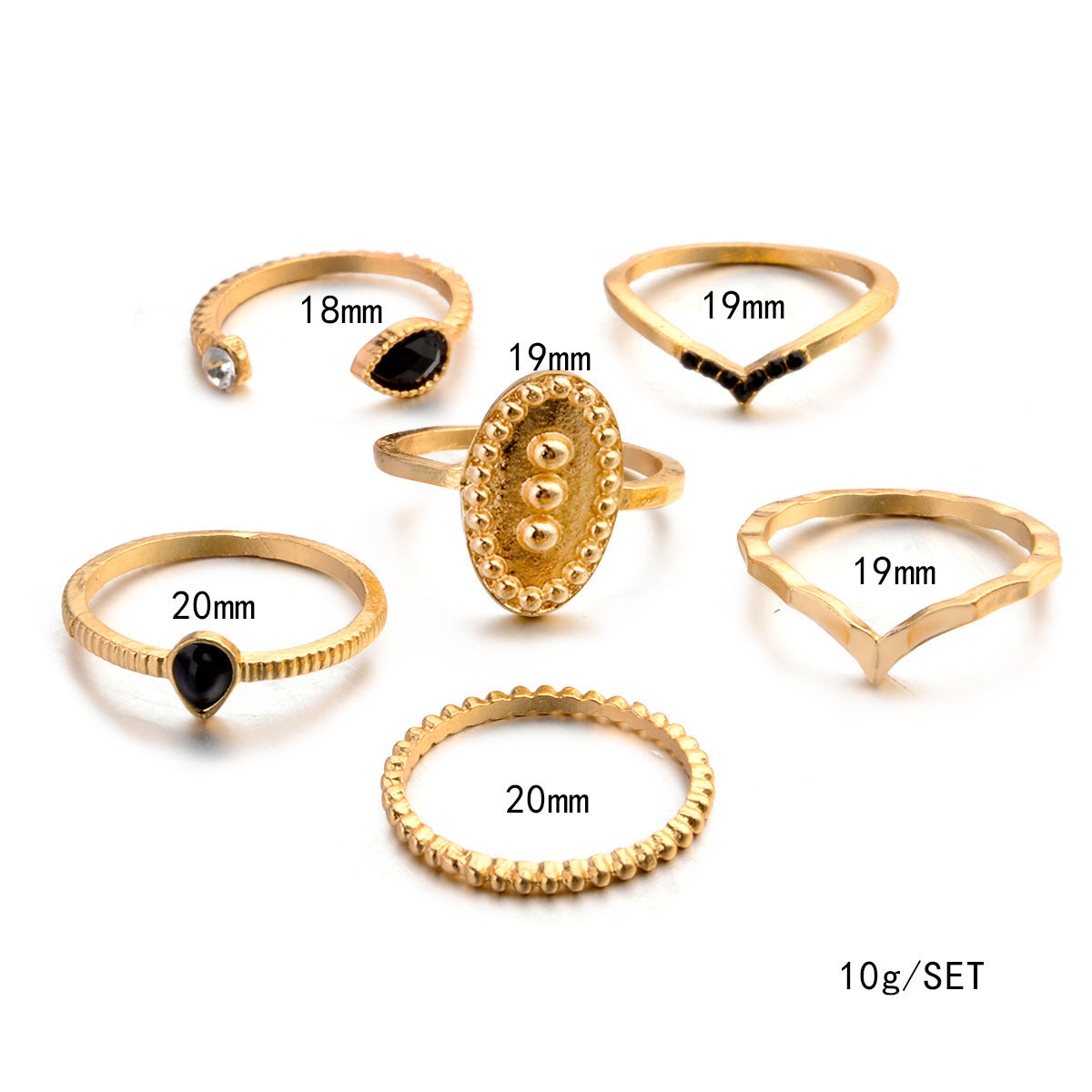 Womens Fashion Ring Set Water Drop Design Electroplated