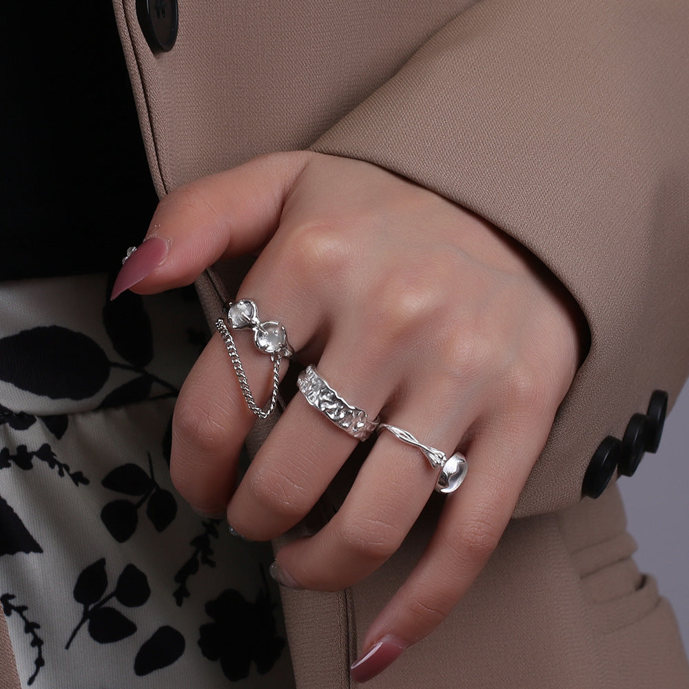 Copper Wind Ring With Crystal Inlaid Gems Adjustable Star