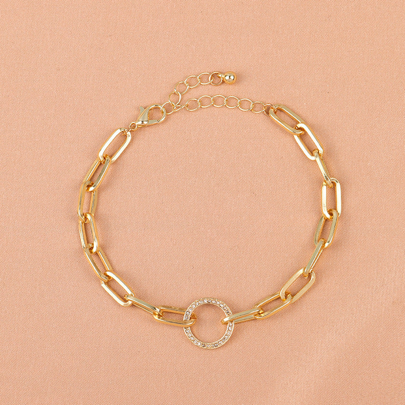 Womens Geometric Chain Bracelet Luxurious Alloy Electroplated Design Unique Elegant Heart Bracelet Round Unique