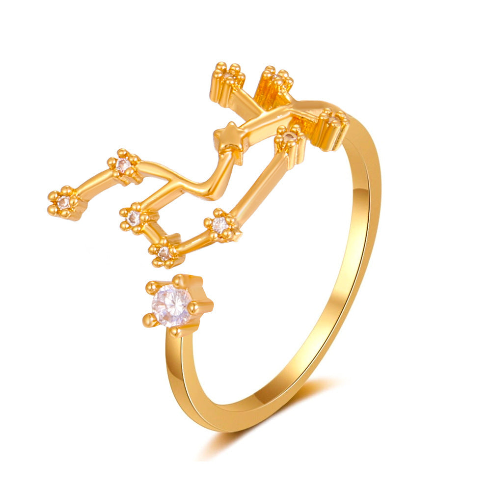 Copper Zircon Celestial Ring For Women Inlaid Constellation Astrology Jewelry Delicate Everyday Ring Gift Tips