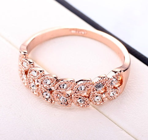 Top Quality Classical Crystal Wedding Ring Rose Gold Color Classical Quality Quality Crystal Wedding Ring Rose