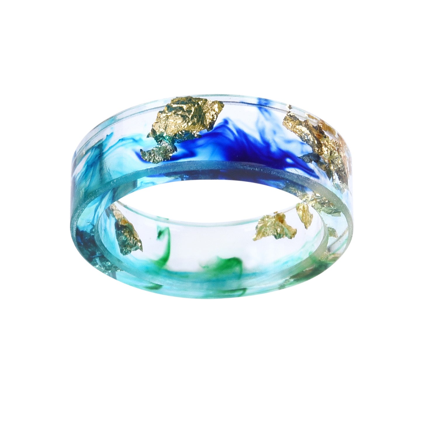 Dried Flower Resin Ring Handmade Epoxy With Gold Foil