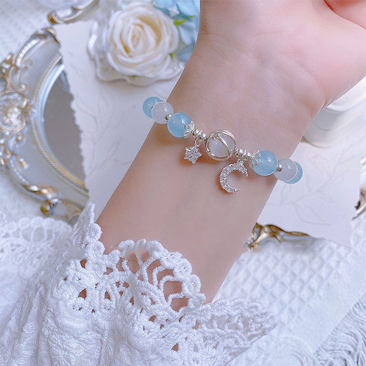Womens Handmade Vintage Gray Moonstone Bracelet Fashion Jewelry Artificial Crystal Elegant Unique Classic Look