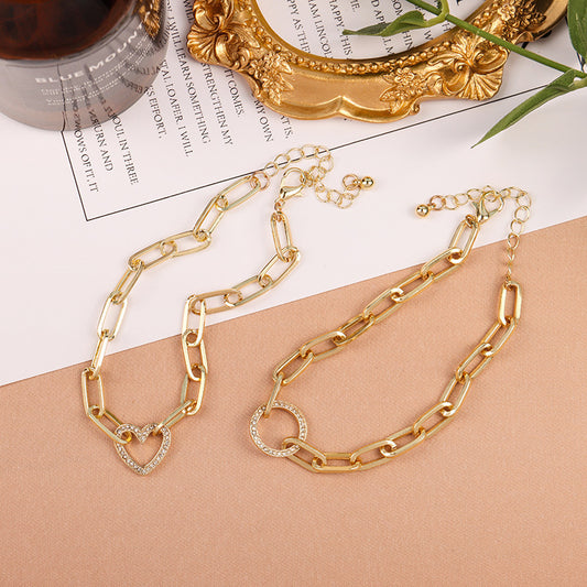 Womens Geometric Chain Bracelet Luxurious Alloy Electroplated Design Unique Elegant Heart Bracelet Round Unique