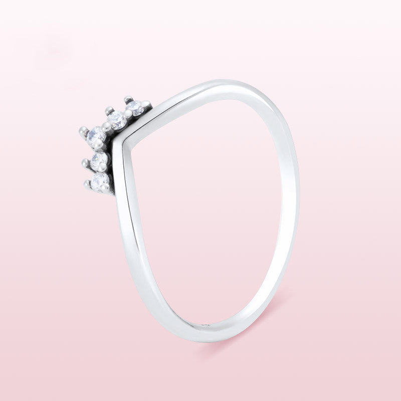 Sterling Silver Crown Ring With Inlaid Gemstones 925