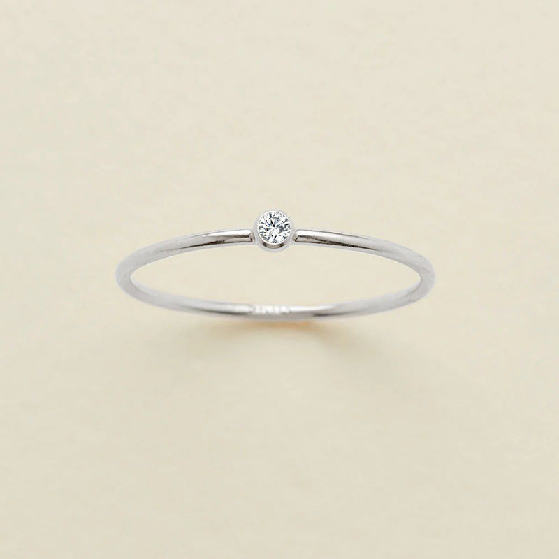 Stainless Steel Geometric Ring With Diamond Accents And Colorful Simulated Birthstone Anniversary Ring For Women Girls