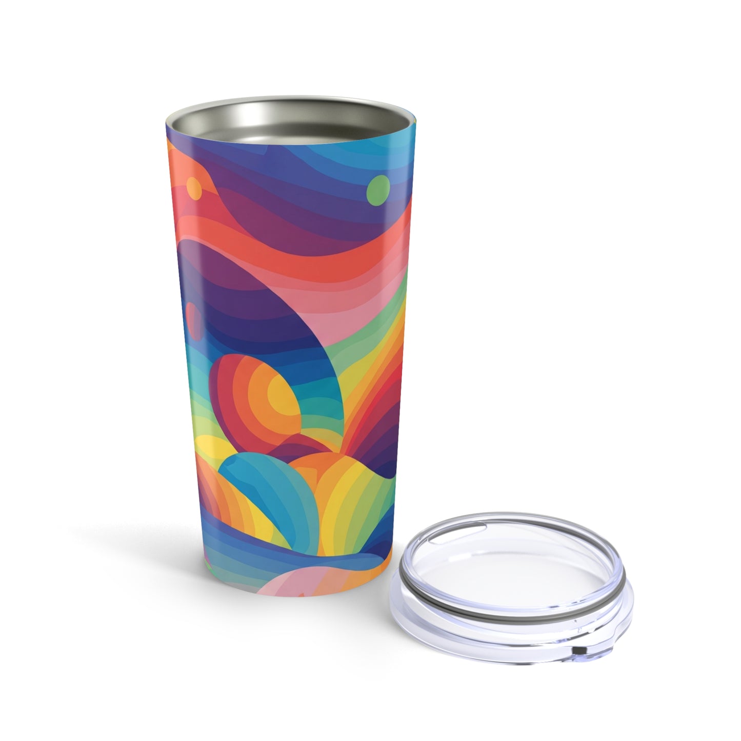 20oz Stainless Steel Travel Mug With Printed Design And Double Wall Vacuum Insulation For Hot And Cold Beverages