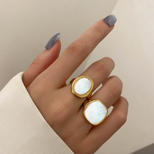 Retro European American Style Metal Texture Ring Gold Or Silver Women Adjustable Geometric Retro Jewelry Retro