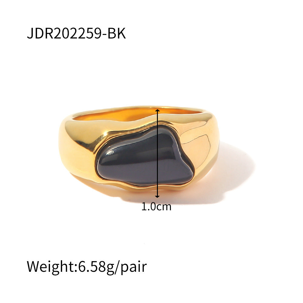 Womens Retro Geometric Stainless Steel Ring with Gemstone Round Design Jewelry Gift for Her Size 6 7 8 For You