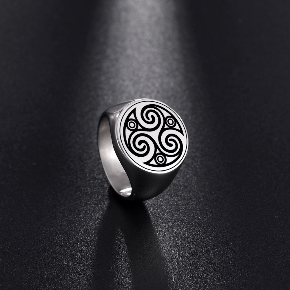 Mens Stainless Steel Ring Symbol Pattern Electroplated Durable Fashion Jewelry For Everyday Wear Everyday Shine