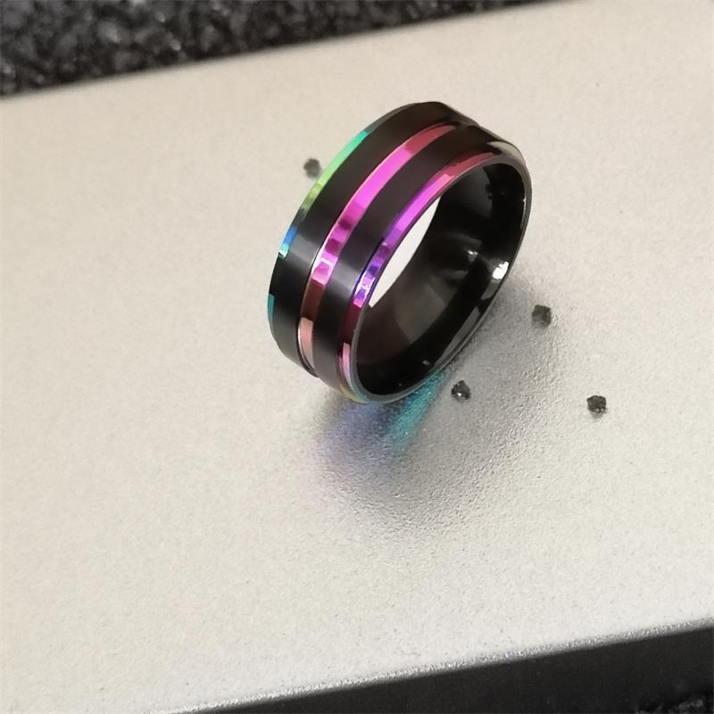 Stainless Steel Ring Unisex Colorful Band Gift Jewelry