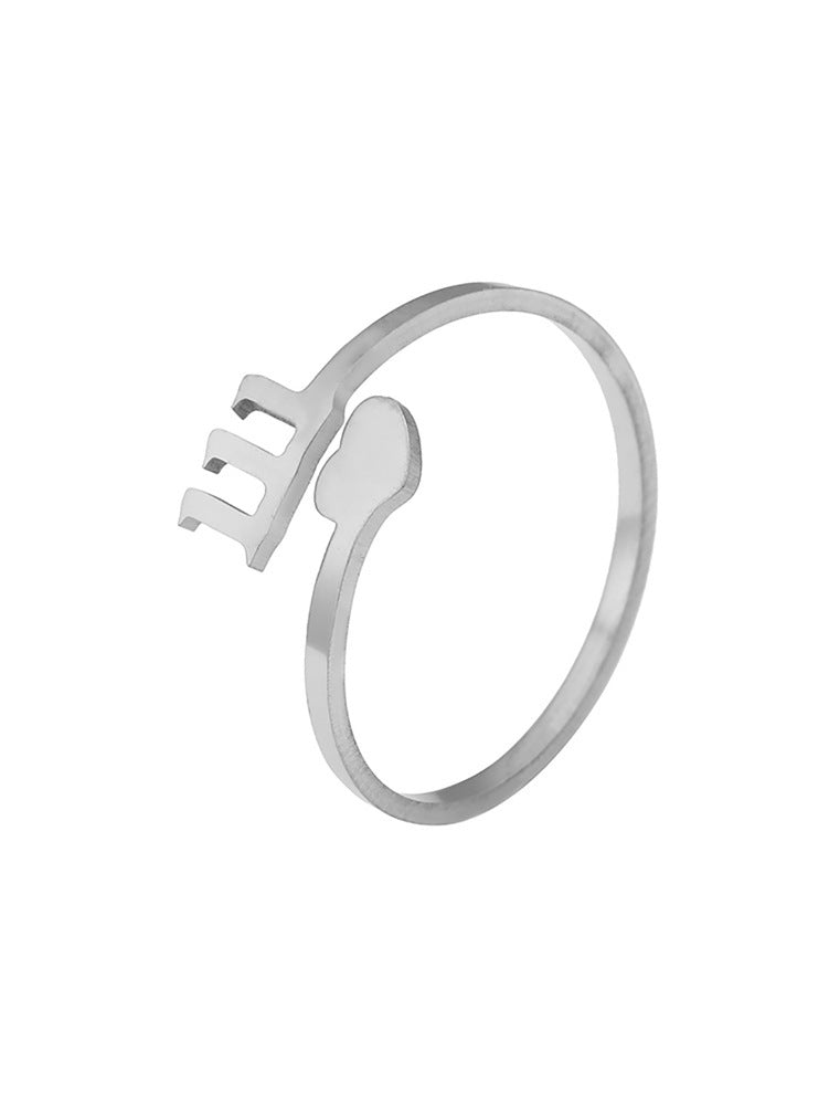 Stainless Steel Number Ring Personalized Fashion Minimalist Ring Electroplated Steel Band Gold Or Silver Finish