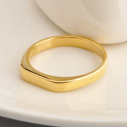 Gold Plated Titanium Steel Ring Minimalist Band Glossy Durable Everyday Wear For Women And Men Gift Free Deals
