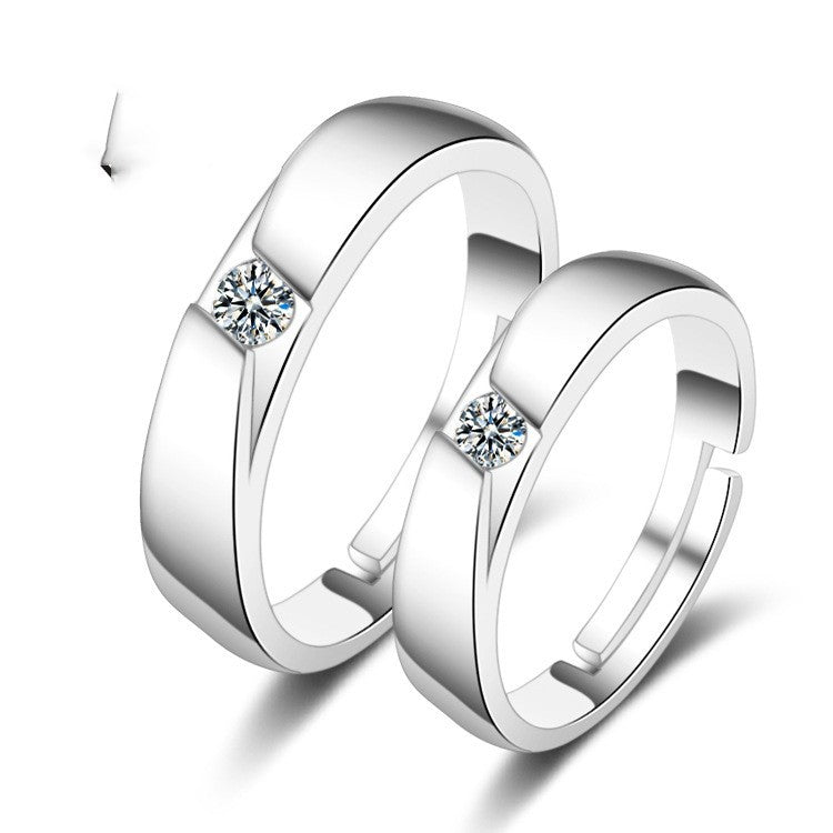 Couple Rings Korean Fashion Jewelry Gift White Copper Electroplated Open Rings Women Men Matching Promise Bands