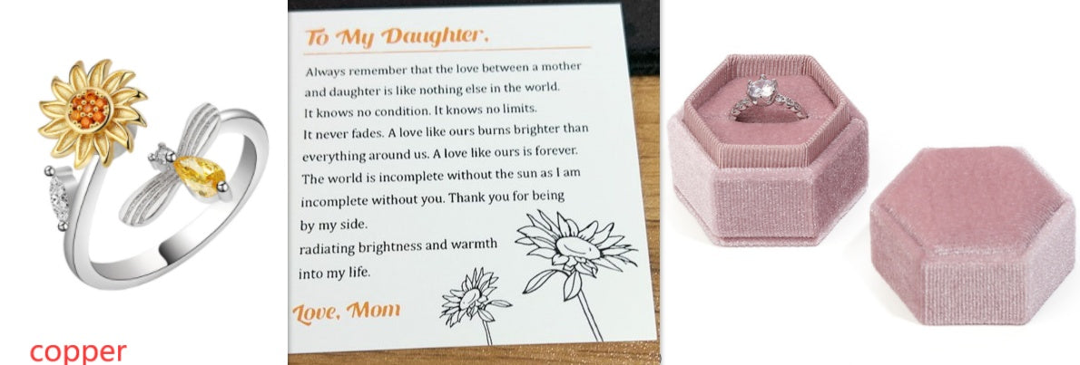 Rotating Sunflower Geometric Silver Ring Electroplated