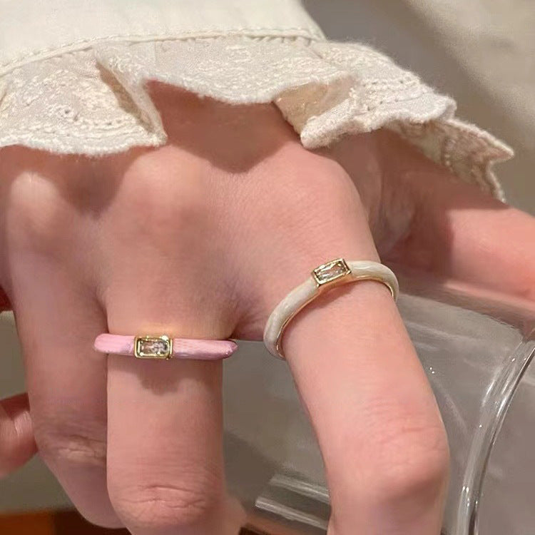 Womens Adjustable Copper Geometric Open Ring Glazed Finish