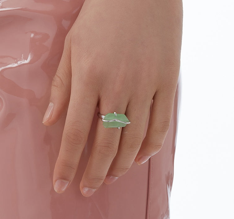 Peach Blossom Ring With Simple Niche Design For Fashion Women Silver Tone Jewelry Geometric Ring Everyday Wear